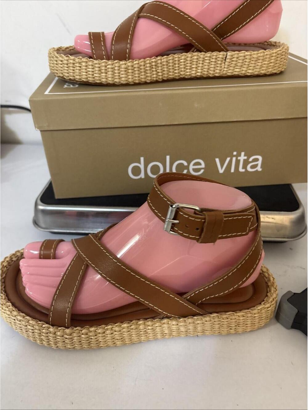 *Dolce Vita Roxie Sandal Brown Leather Ankle Strap Size 7 Sold Out Revolve WBox - Picture 6 of 16
